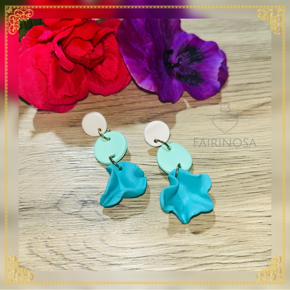 Turquoise and White Dangle Earrings
